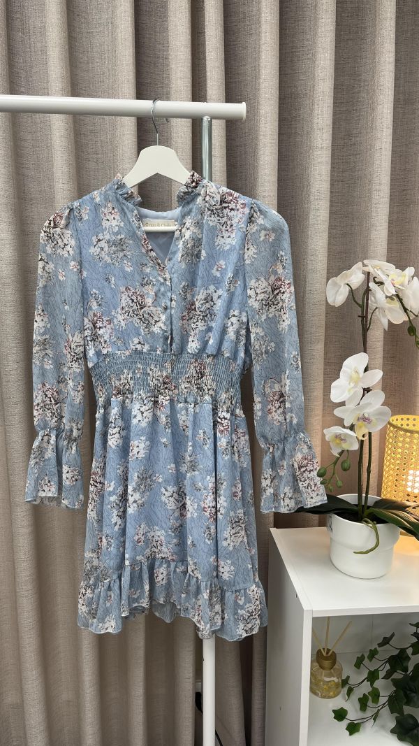 淺藍碎花可愛連身短裙 二手女裙,短裙,穿搭推薦,高CP服飾,洋裝,可愛裙子,約會穿搭,可愛穿搭,日系服飾,短洋裝,碎花洋裝,夏日穿搭,出遊穿搭,野餐穿搭