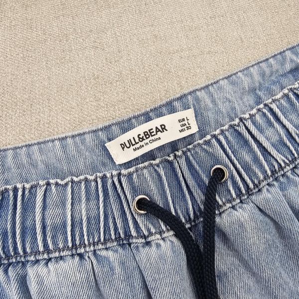 抽繩淺藍牛仔寬褲 二手女裙褲 / 長裙短裙 / 長褲短褲 / 穿搭推薦 / 高CP服飾