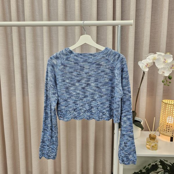 海洋藍針織短版開襟衫 女上衣 / 二手女裝 / 穿搭