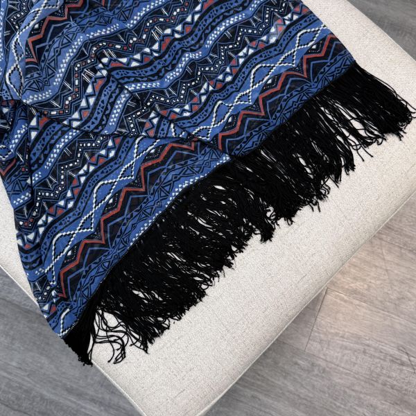 水藍幾何版罩衫 女上衣 / 二手女裝 / 穿搭