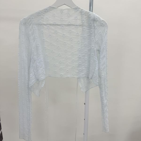 水藍透紗開襟上衣 女上衣,二手女裝,穿搭,上衣,外套,襯衫