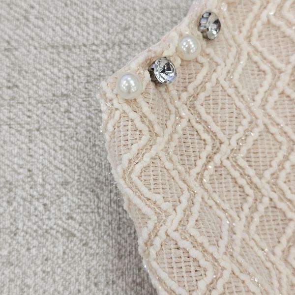 膚橘小香風小鑽無袖洋裝 二手女裙褲 / 長裙短裙 / 長褲短褲 / 穿搭推薦 / 高CP服飾