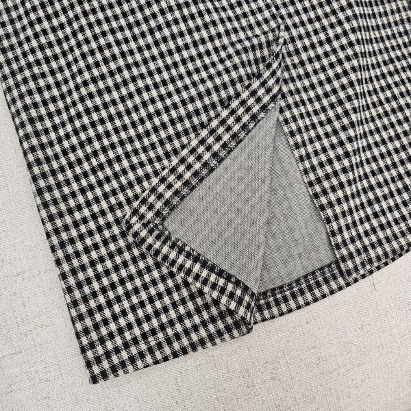 法式氣質黑白格子排釦長裙 二手女裙褲 / 長裙短裙 / 穿搭推薦 / 高CP服飾