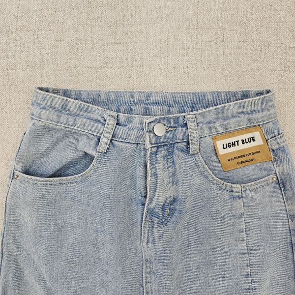 淺牛仔刷破側開衩長裙 二手女裙褲 / 長裙短裙 / 長褲短褲 / 穿搭推薦 / 高CP服飾