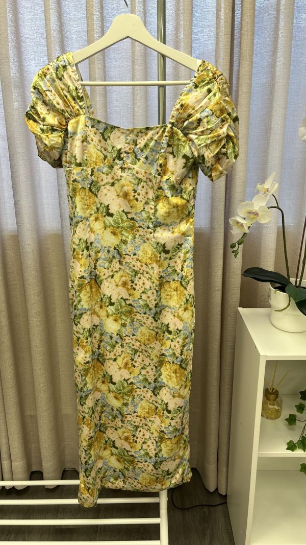 復古碎花泡泡袖長洋裝 二手女裙 / 長裙短裙 / 穿搭推薦 / 高CP服飾/度假/出遊/氣質/洋裝/復古