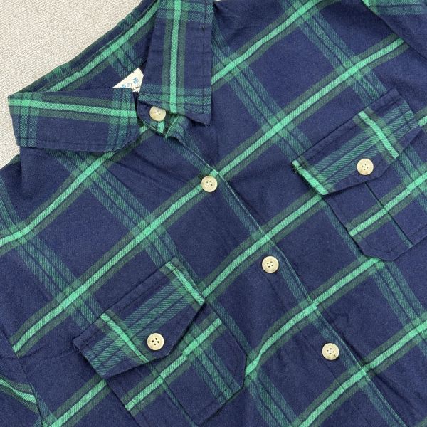 藍綠格紋修身長襯衫 女上衣 / 二手女裝 / 穿搭/襯衫/日常/休閒/長版