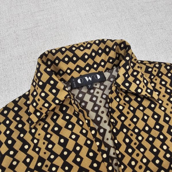 橘棕幾何印花復古上衣 女上衣 / 二手女裝 / 穿搭