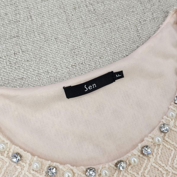 膚橘小香風小鑽無袖洋裝 二手女裙褲 / 長裙短裙 / 長褲短褲 / 穿搭推薦 / 高CP服飾