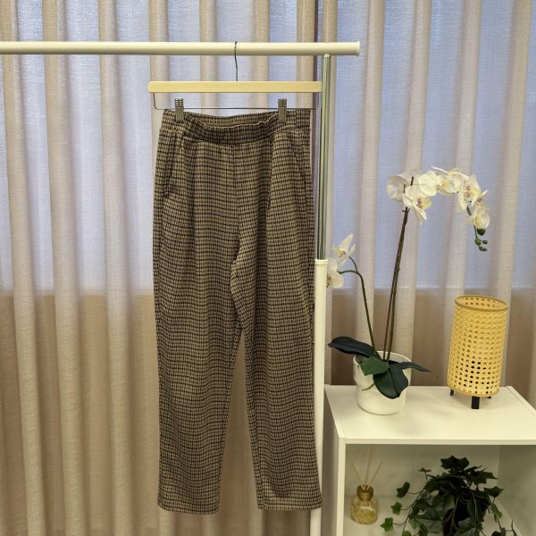 咖色印花休閒長褲 二手女裙褲 / 長裙短裙 / 長褲短褲 / 穿搭推薦 / 高CP服飾/直筒/高腰 / 鬆緊腰 / 有抽繩 /日系清新風 /  復古古著風