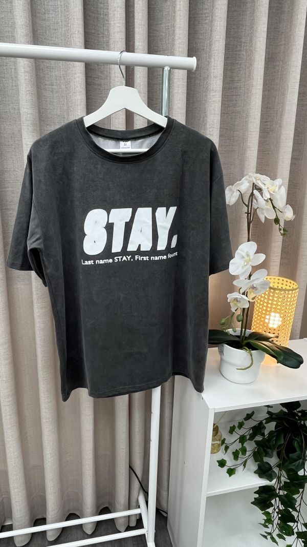 STAY灰長版T 