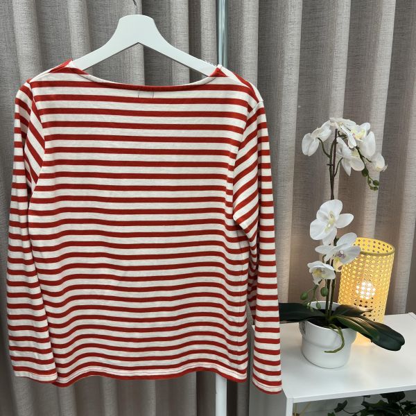 妹妹頭條紋長版大學T 女上衣,二手女裝,穿搭,上衣,日系穿搭,日常休閒,條紋衫,冬季上衣,春季上衣