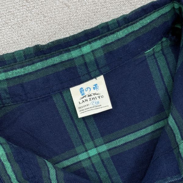 藍綠格紋修身長襯衫 女上衣 / 二手女裝 / 穿搭/襯衫/日常/休閒/長版