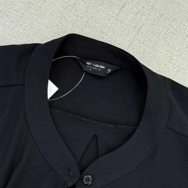 黑色極簡無領長版襯衫外套 女上衣 / 二手女裝 / 穿搭