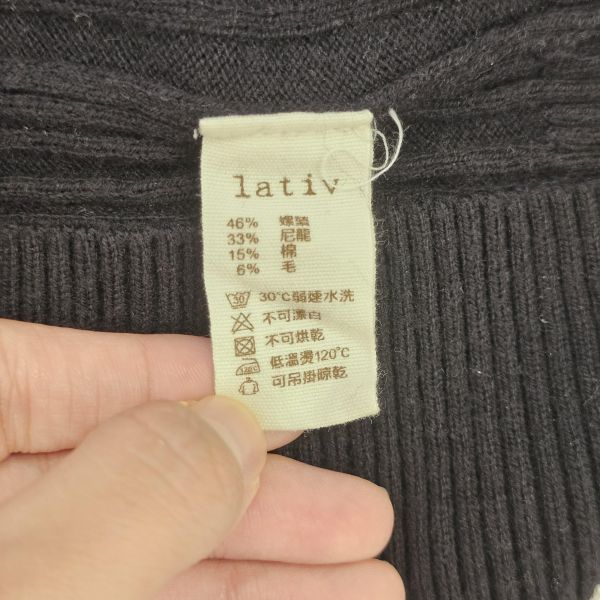 黑V領修身麻花毛衣 女上衣 / 二手女裝 / 穿搭