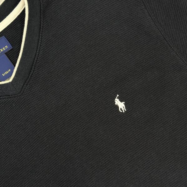 黑POLO華夫格長袖修身大學T 女上衣 / 二手女裝 / 穿搭/冬衣/長袖/Polo/休閒/簡約