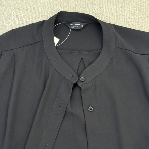 黑色極簡無領長版襯衫外套 女上衣 / 二手女裝 / 穿搭