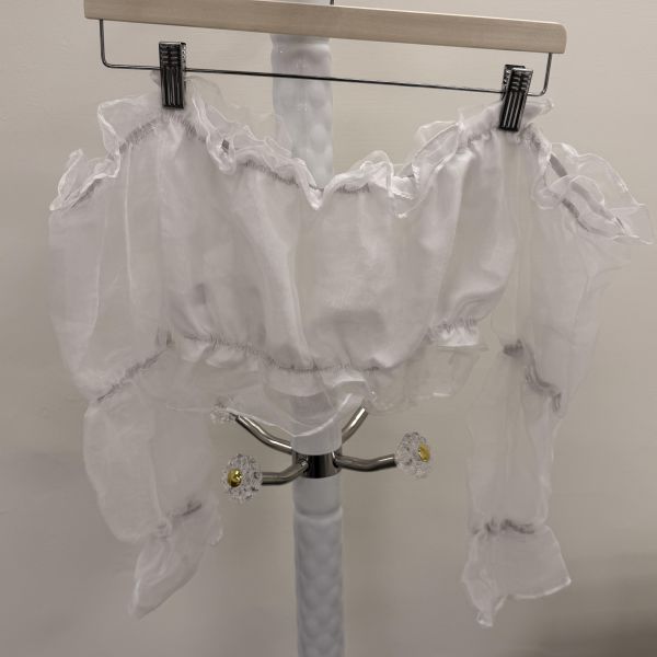 透紗平口白色長袖上衣 女上衣,二手女裝,穿搭,上衣,外套,襯衫