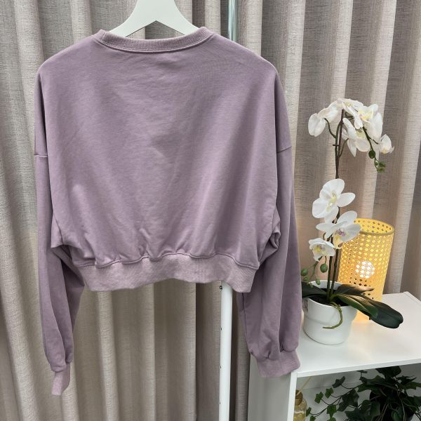 紫短版大學T 女上衣,二手女裝,穿搭,上衣,短版上衣,冬日上衣,冬日穿搭,溫柔系穿搭,韓系上衣,韓系穿搭,日常穿搭