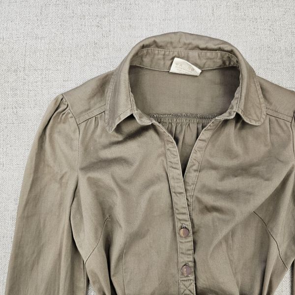 棕韓系挺版綁繩襯衫 女上衣 / 二手女裝 / 穿搭