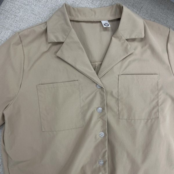 淺棕色襯衫連身褲 二手女裙褲,長裙,短裙,長褲,短褲,穿搭推薦,高CP服飾,洋裝,吊帶褲,吊帶裙