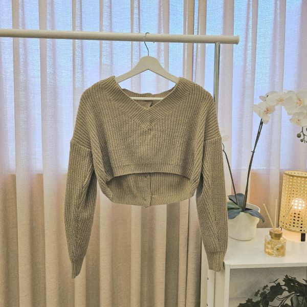 可可棕短版背扣開襟衫 女上衣 / 二手女裝 / 穿搭