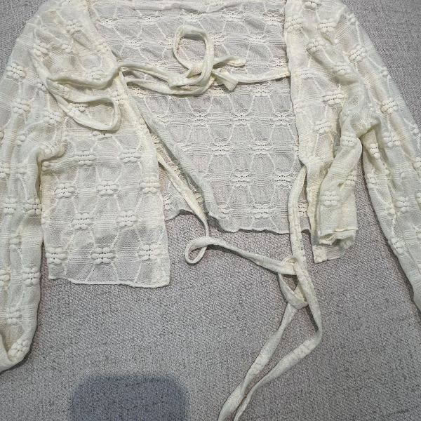 米白透膚外衫 女上衣,二手女裝,穿搭,上衣,外套,襯衫