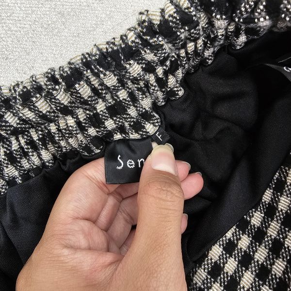 法式氣質黑白格子排釦長裙 二手女裙褲 / 長裙短裙 / 穿搭推薦 / 高CP服飾