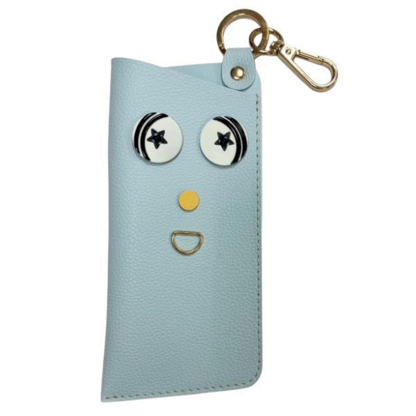 有眼睛的眼鏡套 皮革眼鏡套 掛在包包外面很方便 放墨鏡放眼鏡放鑰匙放佛珠 