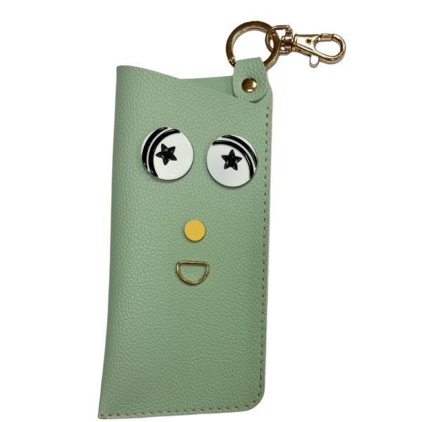 有眼睛的眼鏡套 皮革眼鏡套 掛在包包外面很方便 放墨鏡放眼鏡放鑰匙放佛珠 