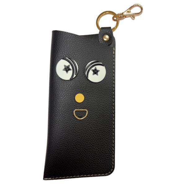 有眼睛的眼鏡套 皮革眼鏡套 掛在包包外面很方便 放墨鏡放眼鏡放鑰匙放佛珠 