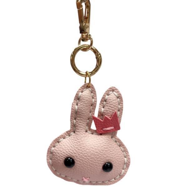 12010F 萌兔皮革鑰匙圈 掛飾 (手工縫好成品) 