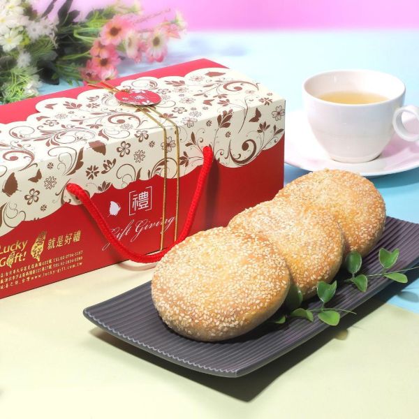 6入古早味蛋黃芝麻餅/每個100g(效期15天) 
