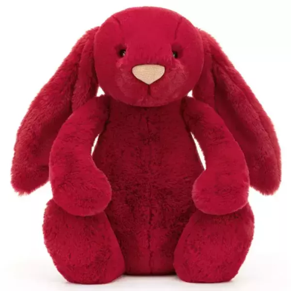 聖誕紅 華麗款 jELLYCAT Bashful Luxe Bunny Scarlett 51 H 史考麗 (耳朵刺繡加購+愛心繡另增購) jELLYCAT Bashful Luxe Bunny Scarlett