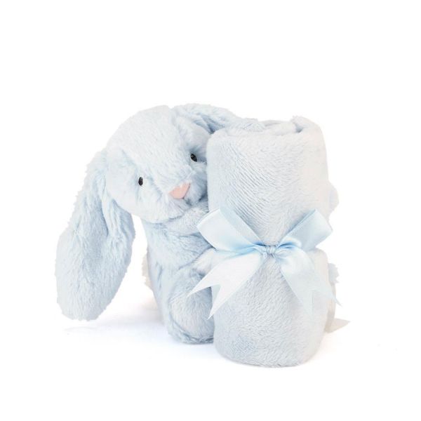 害羞 藍 兔兔 方巾 飾品 墊布巾 jELLYCAT Bashful Blue Bunny Soother 34 布巾 (方巾/耳朵刺繡加購+愛心繡另增購) jELLYCAT Bashful Blue Bunny Soother