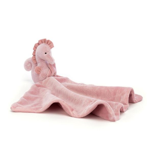粉紅 海馬 方巾 飾品 墊布巾 jELLYCATSienna Seahorse Soother 34 布巾 (方巾/耳朵刺繡加購+愛心繡另增購) jELLYCAT Sienna Seahorse Soother
