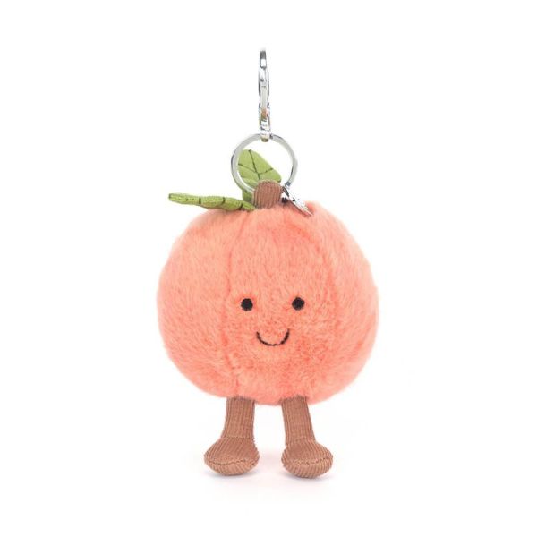 水蜜桃 鑰匙圈 掛飾 jELLYCAT Amuseables Peach Bag Charm 15/9 (葉子刺繡加購) jELLYCAT Amuseables Peach Bag Charm