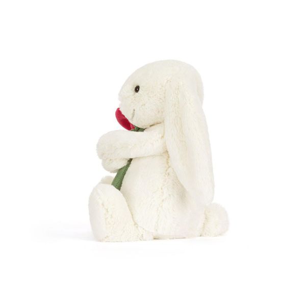 玫瑰兔 jELLYCAT Cream Bunny With Rose 31 (耳朵/毛帽刺繡加購+愛心繡另增購) JELLYCAT CREAM BUNNY WITH ROSE