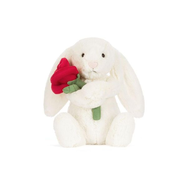 玫瑰兔 jELLYCAT Cream Bunny With Rose 31 (耳朵/毛帽刺繡加購+愛心繡另增購) JELLYCAT CREAM BUNNY WITH ROSE