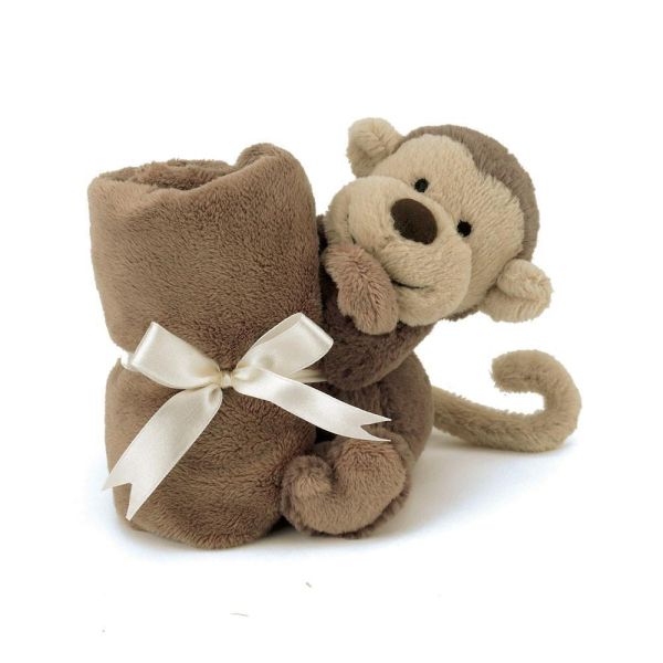 害羞 猴子 方巾 飾品 墊布巾 jELLYCAT jELLYCATBashful Monkey Soother 34 布巾 (方巾刺繡加購+愛心繡另增購) jELLYCATBashful Monkey Soother