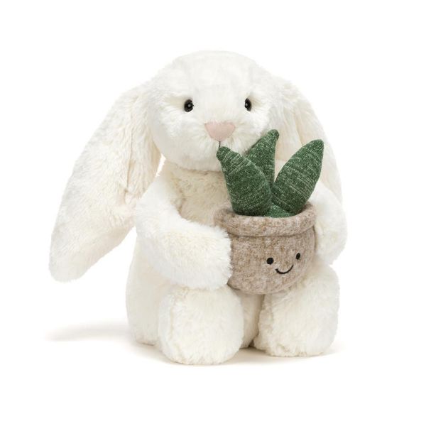 多肉盆栽 兔兔 jELLYCAT Cream Bunny with Plant 31 (耳朵/毛帽刺繡加購+愛心繡另增購) jELLYCAT Cream Bunny with Plant
