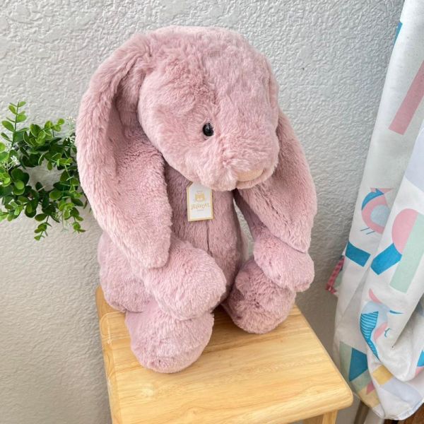 華麗款 jELLY Bashful Luxe Bunny Rosa 31 M (耳朵/毛衣/毛帽刺繡加購+愛心繡另增購) jELLYCAT Bashful Luxe Bunny Rosa