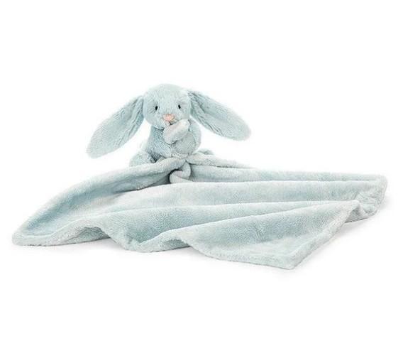 害羞 水藍色 兔兔 方巾 飾品 墊布巾 jELLYCAT Bashful Beau Bunny Soother 34 布巾 (方巾/耳朵刺繡加購+愛心繡另增購) jELLYCAT Bashful Beau Bunny Soother