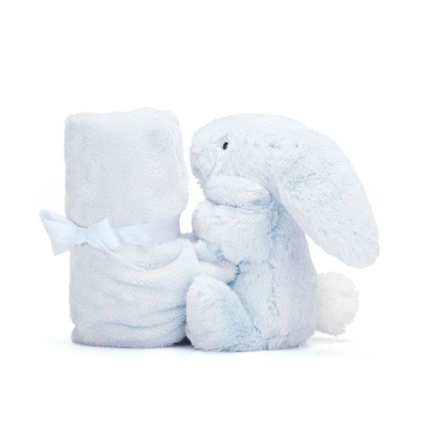 害羞 藍 兔兔 方巾 飾品 墊布巾 jELLYCAT Bashful Blue Bunny Soother 34 布巾 (方巾/耳朵刺繡加購+愛心繡另增購) jELLYCAT Bashful Blue Bunny Soother