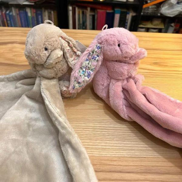 害羞 水藍色 兔兔 方巾 飾品 墊布巾 jELLYCAT Bashful Beau Bunny Soother 34 布巾 (方巾/耳朵刺繡加購+愛心繡另增購) jELLYCAT Bashful Beau Bunny Soother
