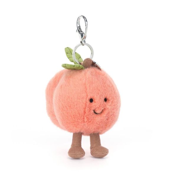 水蜜桃 鑰匙圈 掛飾 jELLYCAT Amuseables Peach Bag Charm 15/9 (葉子刺繡加購) jELLYCAT Amuseables Peach Bag Charm