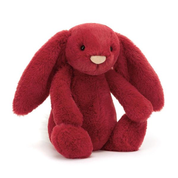 聖誕紅 華麗款 jELLYCAT Bashful Luxe Bunny Scarlett 51 H 史考麗 (耳朵刺繡加購+愛心繡另增購) jELLYCAT Bashful Luxe Bunny Scarlett