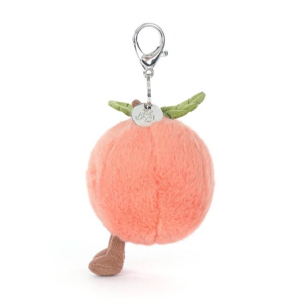 水蜜桃 鑰匙圈 掛飾 jELLYCAT Amuseables Peach Bag Charm 15/9 (葉子刺繡加購) jELLYCAT Amuseables Peach Bag Charm