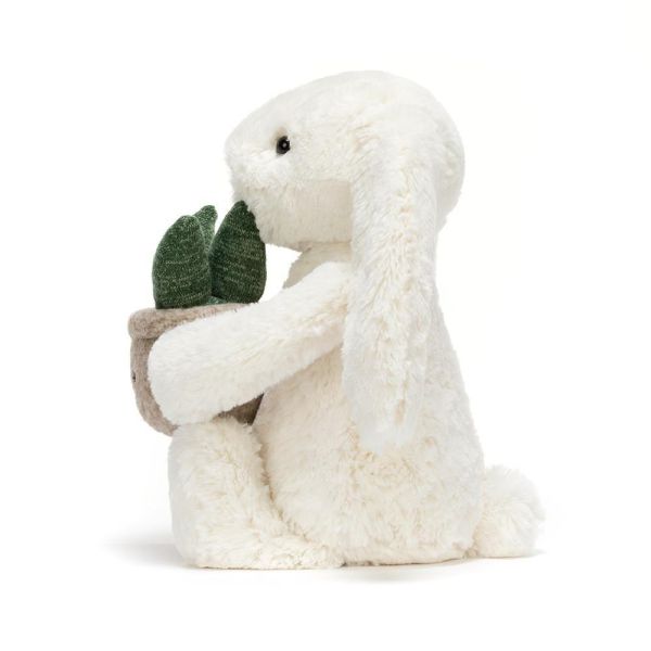 多肉盆栽 兔兔 jELLYCAT Cream Bunny with Plant 31 (耳朵/毛帽刺繡加購+愛心繡另增購) jELLYCAT Cream Bunny with Plant