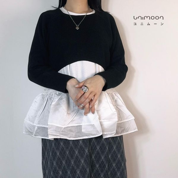 ᴅᴇᴄ 𝟮𝟱-𝟭𝟯 基本款短版落肩針織上衣 