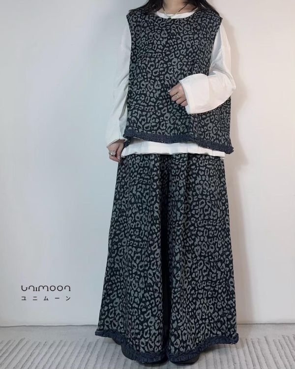 ɴᴏᴠ 𝟮𝟱-𝟮𝟭 丹寧豹紋木耳卷邊背心 